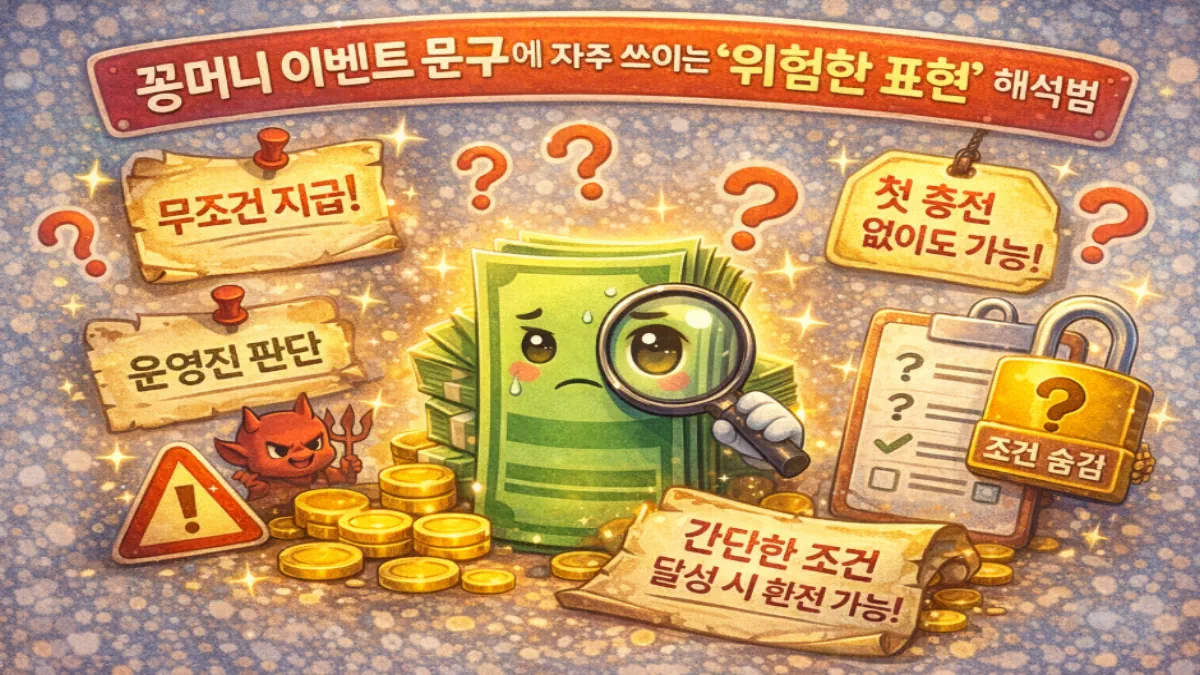 꽁머니 이벤트 문구에 자주 쓰이는 ‘위험한 표현’ 해석법 - 안전한 꽁머니사이트 정보 0